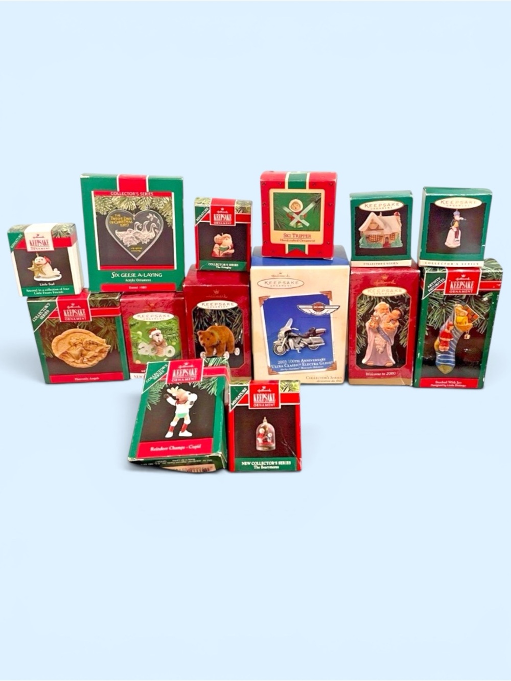 Lot Of 14 Vintage Hallmark Keepsake Miniature Christmas Ornaments In Boxes